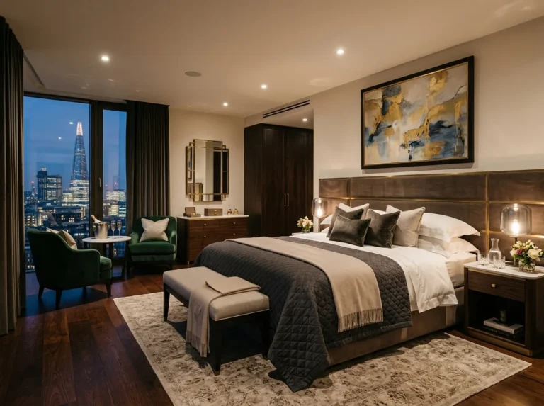 cozy romantic couple bedroom with warm lighting soft bedding and modern decor inspiration